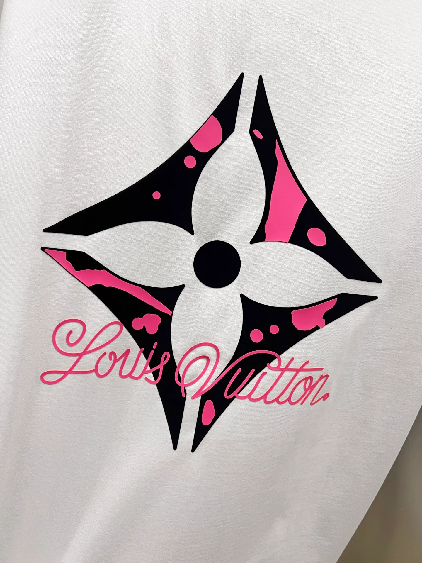 🅿️190 1v Louis* 2025 autumn and winter new style, classic letter three-dimensional foam printing technology design, high-end version! Highly breathable and comfortable, customized double yarn plain cotton fabric. Short-sleeved T-shirt. Same style for men and women. Sizes S M L XL XXL Five sizes black white